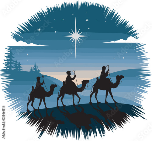 The journey of the three wise men on camels