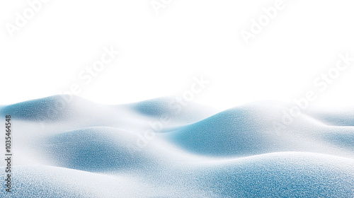 Snowdrift isolated. Snow landscape decoration, frozen hills. White snow covered hill with a few small snow piles. Empty snow banks field. Transparent background. Christmas illustration