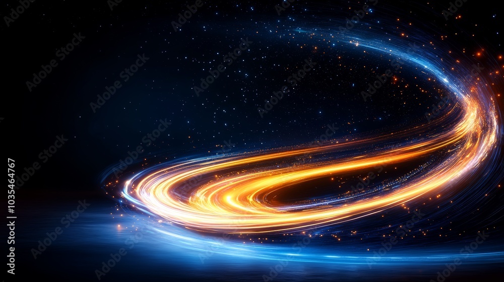 Fototapeta premium Dynamic swirl of vibrant light trails against a dark backdrop