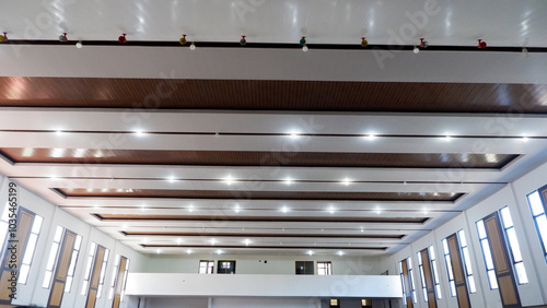 Photos Interior Of A Multipurpose Building Or Hall With White And Brown Color Scheme