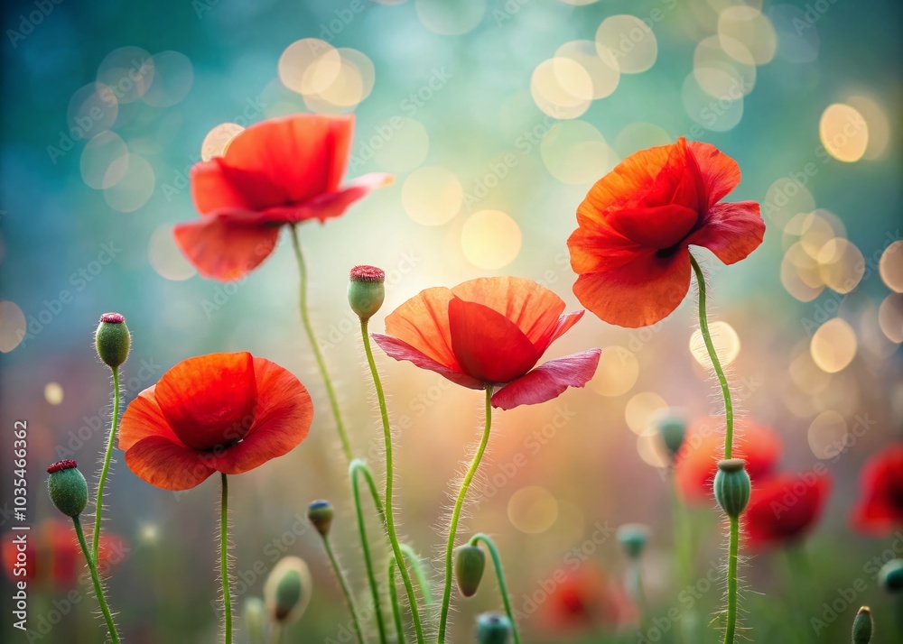 Obraz premium Minimalist Poppy Background: A Serene Floral Canvas for Modern Decor and Artistic Inspiration