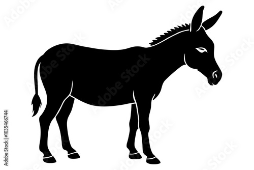 Black donkey silhouette vector.