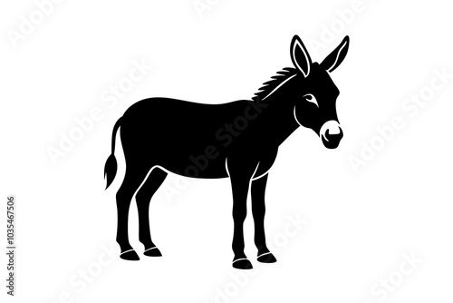 Black donkey silhouette vector illustration.