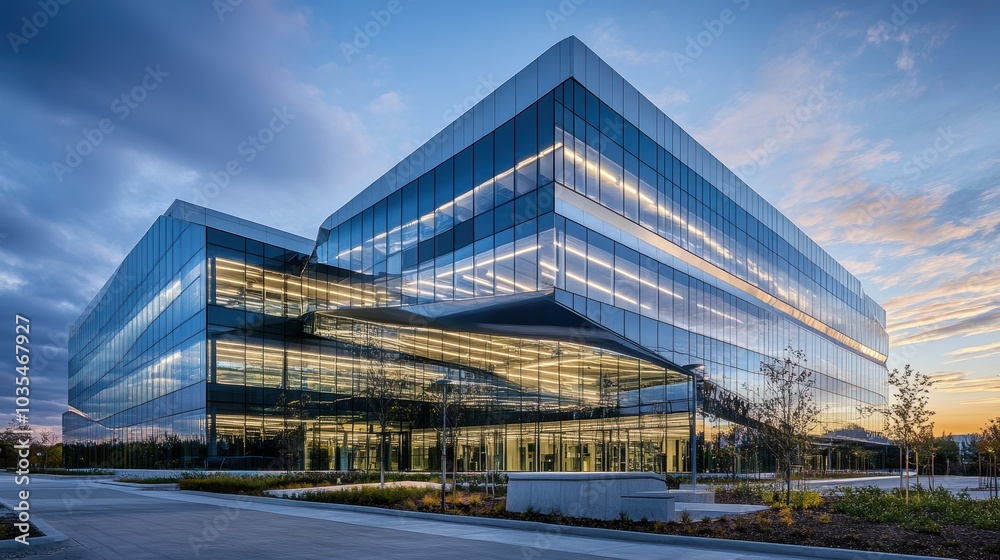 Modern Corporate Building with Sleek Design Modern Corporate Building with Sleek Design
