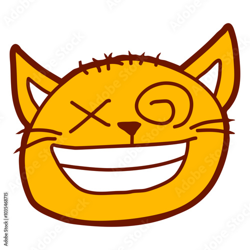 Crazy Cat Weird Funny Eyes Cool Grimace Cartoon Cute Meow Cats Cartoon Comic Fun Design Purr Cat Lovers Who Love Sweet Kittens Adorable Feline Playful Kitties Fur Baby Illustration Paw Pet Owners Like