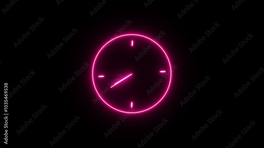 Analog glowing clock animation , 12 hour loop. neon clock , Counting down clock isolated animated. Analog glowing clock animation , 12 hour loop. neon clock , Counting down clock isolated animated.