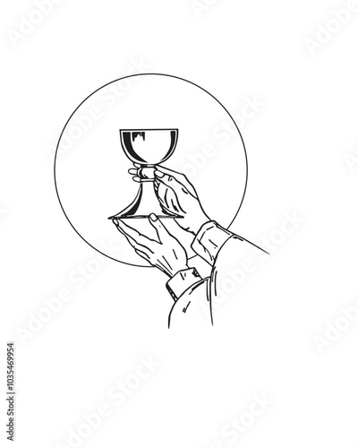 Hand of Priest offer the Mass Vector Catholic religious illustration