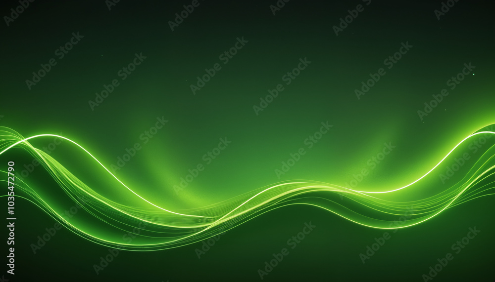 Fototapeta premium An abstract composition featuring glowing green waves, perfect for modern design projects, technology themes, and celebratory events.