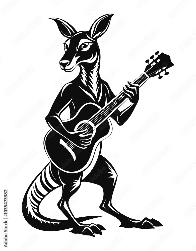 Fototapeta premium Kangaroo playing guitar