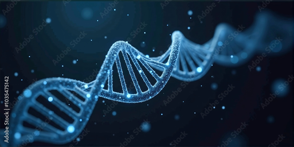 Futuristic illustration of a deoxyribonucleic acid double helix composed proteins Futuristic illustration of a deoxyribonucleic acid double helix composed proteins