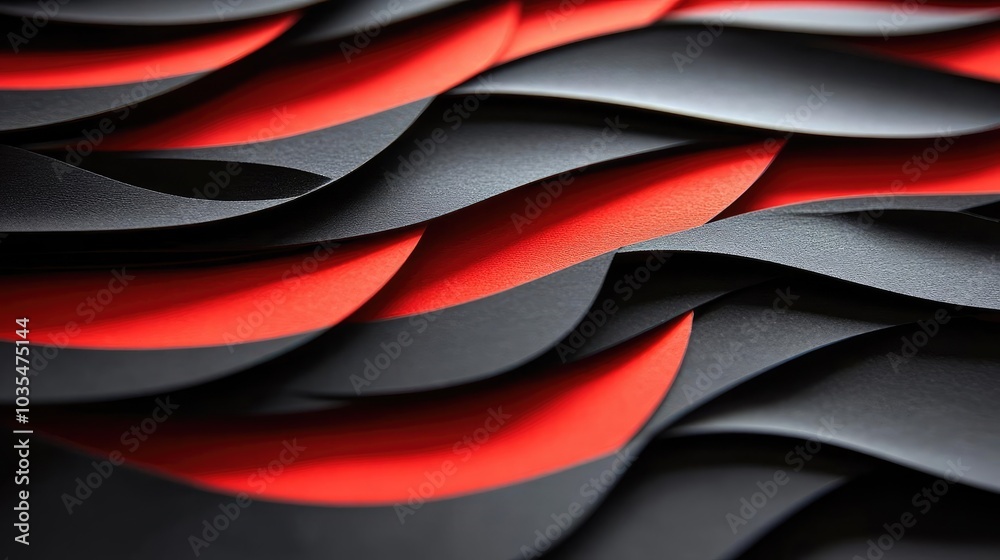 Fototapeta premium Black Layered Paper Cutouts on Red Background