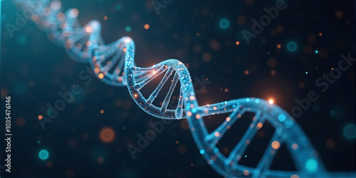 Futuristic illustration of a deoxyribonucleic acid double helix composed proteins