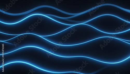 An abstract composition of glowing blue waves, ideal for digital backgrounds, technology themes, or serene designs.