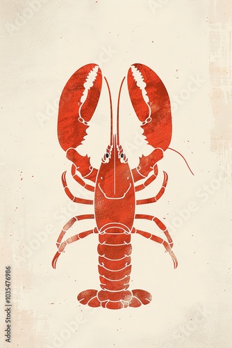 Stylized red lobster on textured background photo