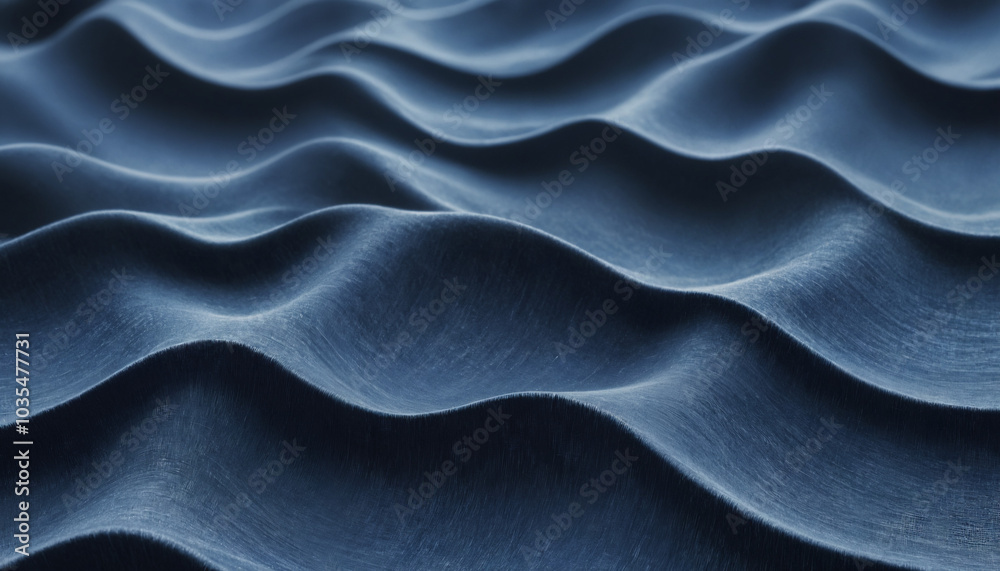 Obraz premium Smooth abstract waves in blue tones, perfect for design backgrounds, conveying tranquility and modern aesthetics.