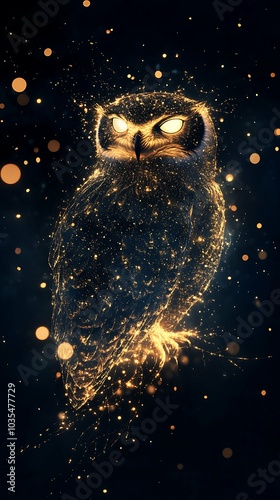 owl glowing neon logo download on black, vertical photo