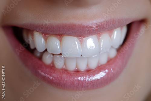 Close up of perfect white teeth with a healthy mouth, a beautiful smile and clean teeth on an isolated background. Smile concept, dental health care treatment.