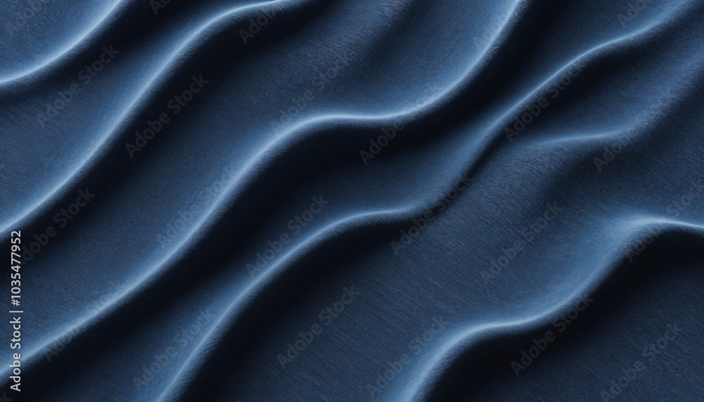 Obraz premium Elegant blue fabric with wavy texture, ideal for fashion, decor, and stylish design projects, conveying a sense of luxury and serenity.