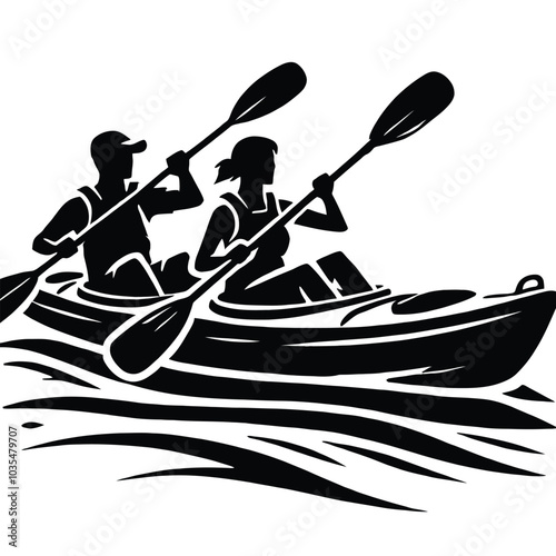 Kayaking Couple Silhouette