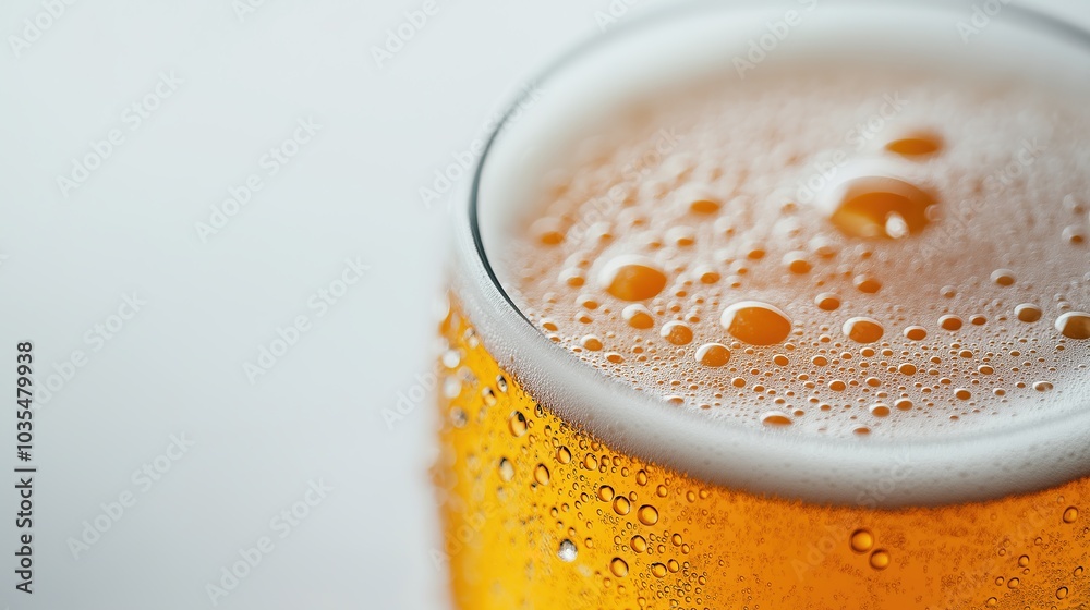 A Chilled Glass of Beer with Frothy Foam and Bubbles on a Clean White Background, Inviting You to Experience the Refreshing Quality A Chilled Glass of Beer with Frothy Foam and Bubbles on a Clean White Background, Inviting You to Experience the Refreshing Quality