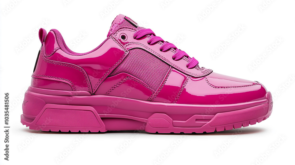 Pink Patent Leather Sneaker with Chunky Sole Fashionable Footwear Pink Patent Leather Sneaker with Chunky Sole Fashionable Footwear