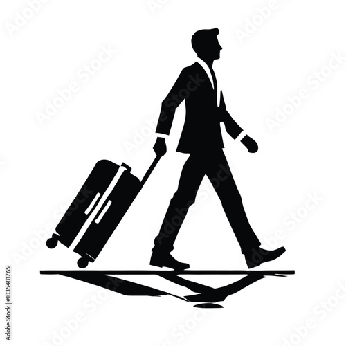 Tourist with Suitcase Silhouette