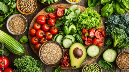 Wallpaper Mural Vibrant and Nutritious Array of Fresh Vegetables and Grains Showcasing the Bounty of Nature for Healthy Eating Enthusiasts Torontodigital.ca