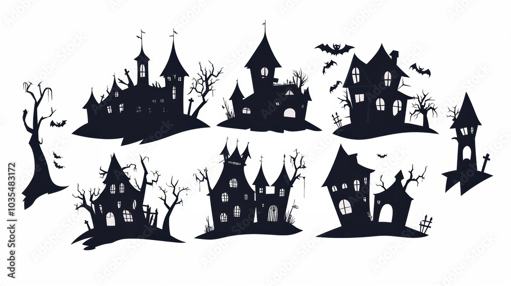 Haunted house. Halloween decoration element. Haunted house. Halloween decoration element.