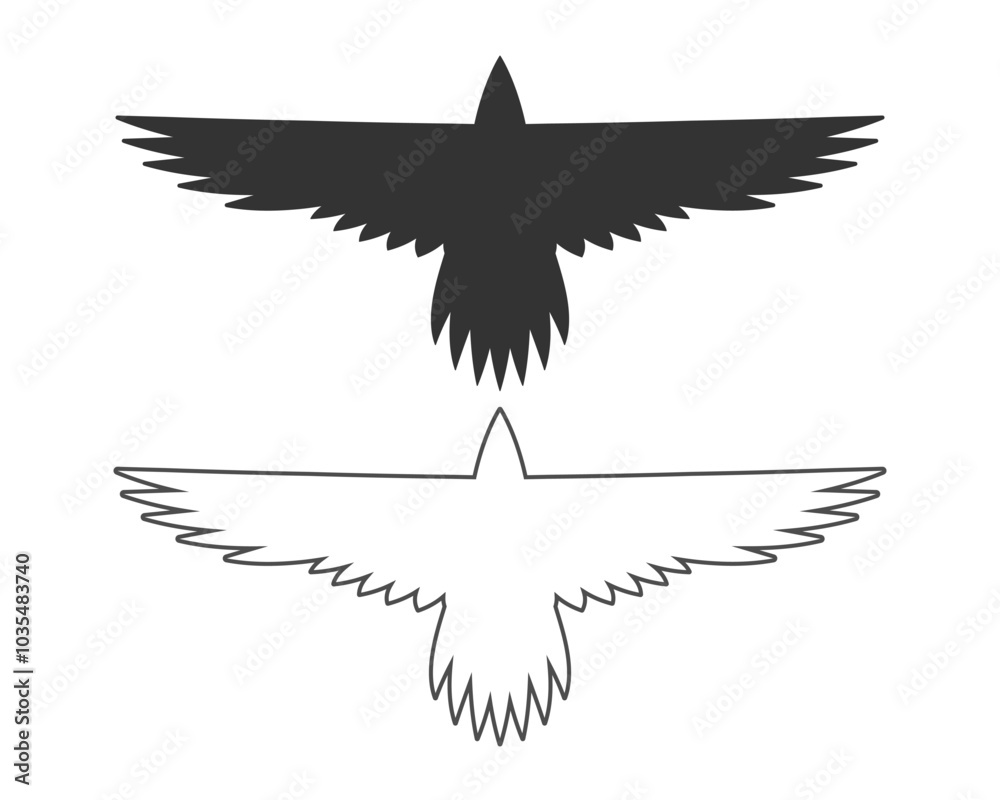 Fototapeta premium Eagle silhouette set. Bird icon symbol. Vector illustration image.