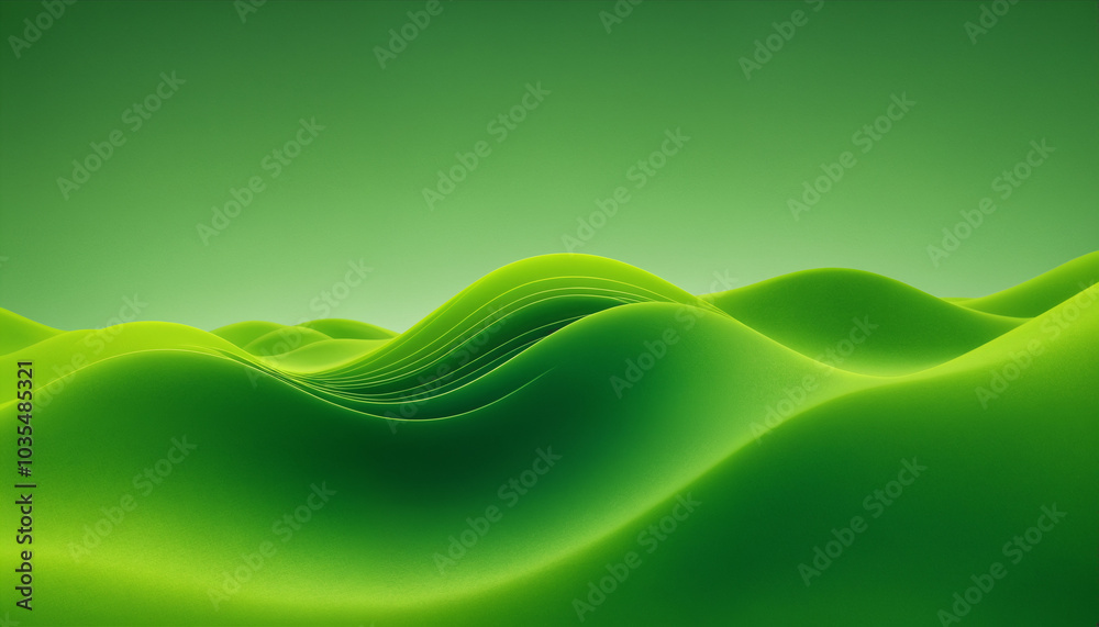 An abstract green landscape featuring smooth, flowing curves, ideal for eco-friendly design projects or backgrounds emphasizing tranquility and modern aesthetics. An abstract green landscape featuring smooth, flowing curves, ideal for eco-friendly design projects or backgrounds emphasizing tranquility and modern aesthetics.