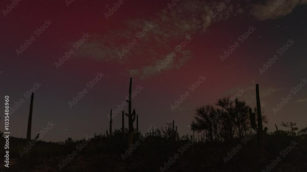 Time lapse of the Aurora Borealis and clouds over the Arizona desert Time lapse of the Aurora Borealis and clouds over the Arizona desert