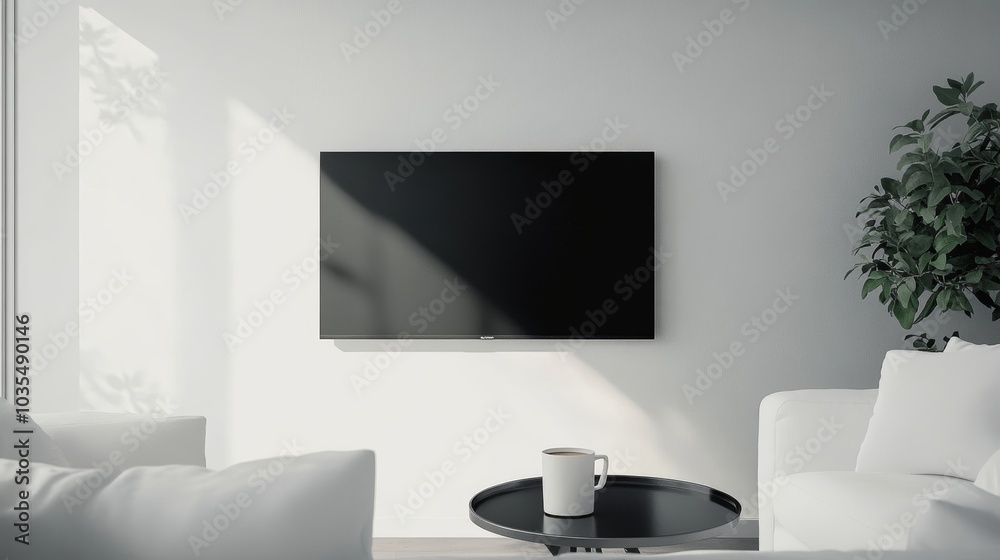 Modern Living Room with Flat Screen TV and Coffee Table. Modern Living Room with Flat Screen TV and Coffee Table.