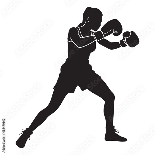 silhouette of a boxing woman