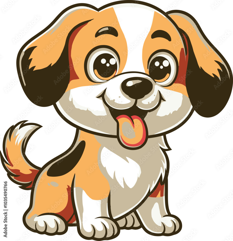 Obraz premium Funny cartoon character dog vector illustration 