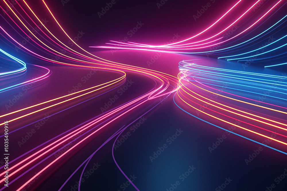 Colorful Neon Light Trails in a Dynamic Abstract Background Colorful Neon Light Trails in a Dynamic Abstract Background