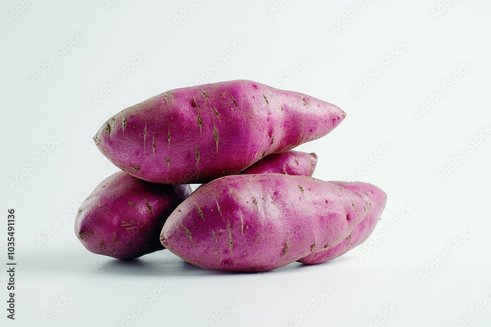 Fresh Sweet Potatoes on White Background Fresh Sweet Potatoes on White Background