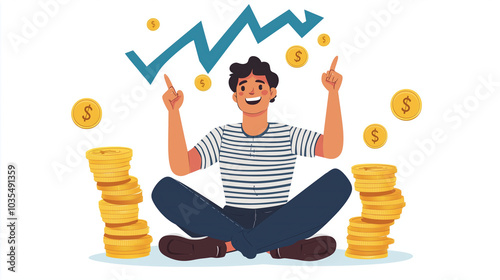 Income Growth. Financial Literacy. An illustration of smart investing and capital accumulation aimed at individuals unfamiliar with business but eager to understand their finances. photo