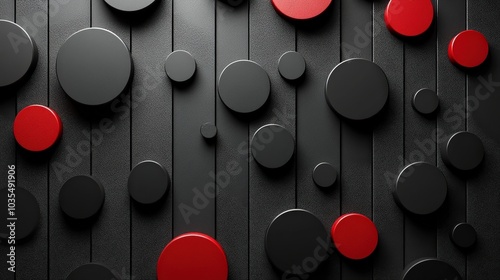 Black geometric flat design, top view, modern technology theme, 3D rendering, tricolor tone.