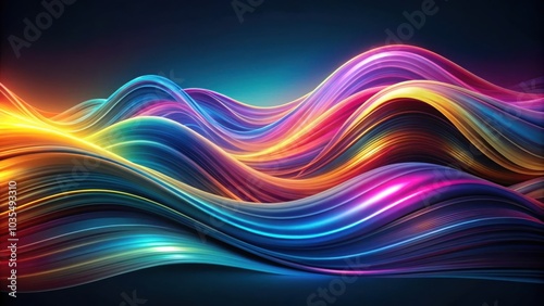 Abstract Swirling Gradient Waves in Vibrant Hues of Blue, Yellow, and Pink