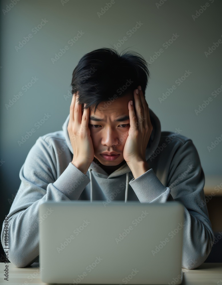 Frustrated Young Man Experiencing Work Stress Frustrated Young Man Experiencing Work Stress