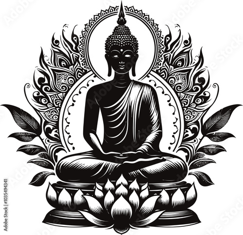 buddha statue vector illustration
