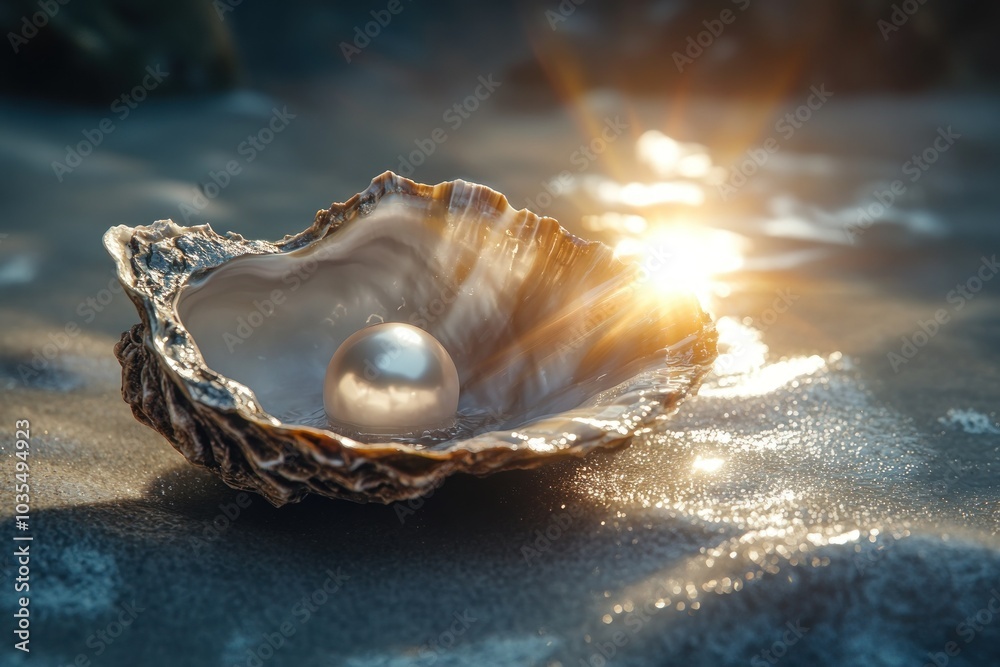 Elegant Oyster Shell with Shining Pearl