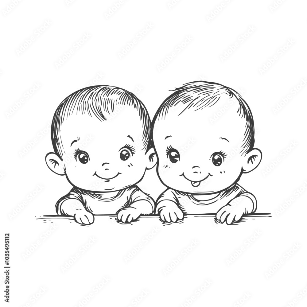 Two Smiling Babies with Big Eyes and Small Hands Two Smiling Babies with Big Eyes and Small Hands