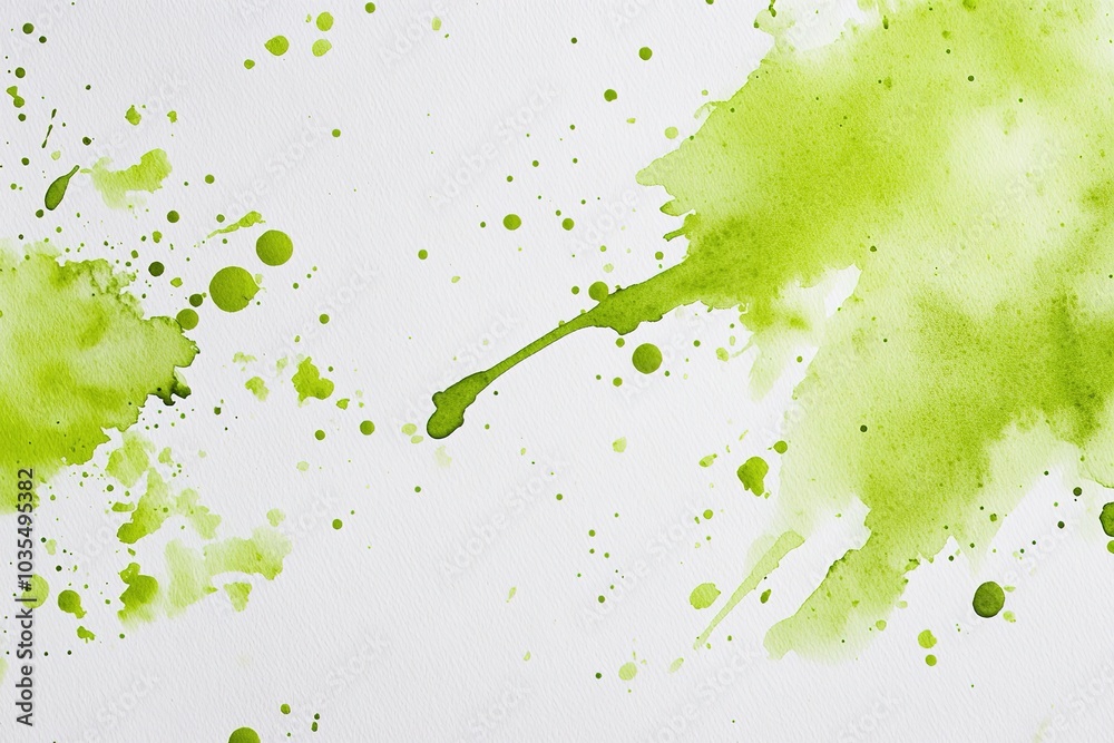 Green and lime watercolor splatter on white Green and lime watercolor splatter on white