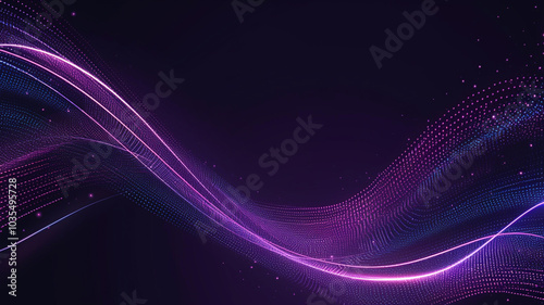 Futuristic Neon Wave Background with Glowing Particles