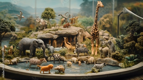 3D animals living in a 2D zoo enclosure creating a whimsical interaction