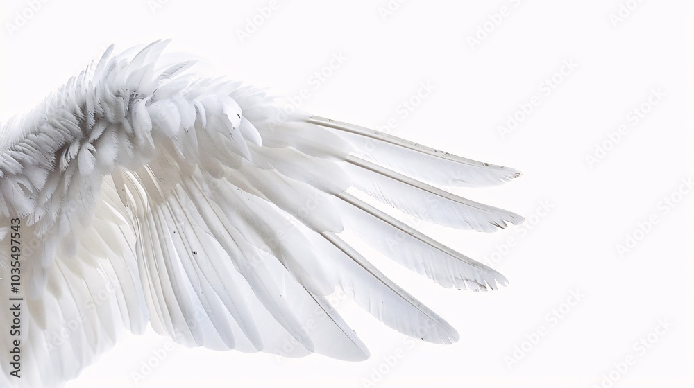 Naklejka premium A Study in White: The Delicate Beauty of a Bird's Wing