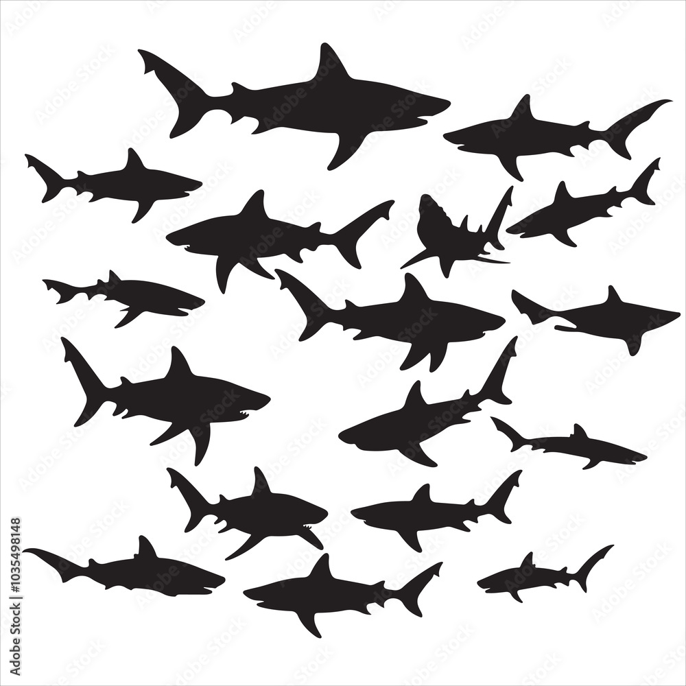 Fototapeta premium set of vector shark silhouette