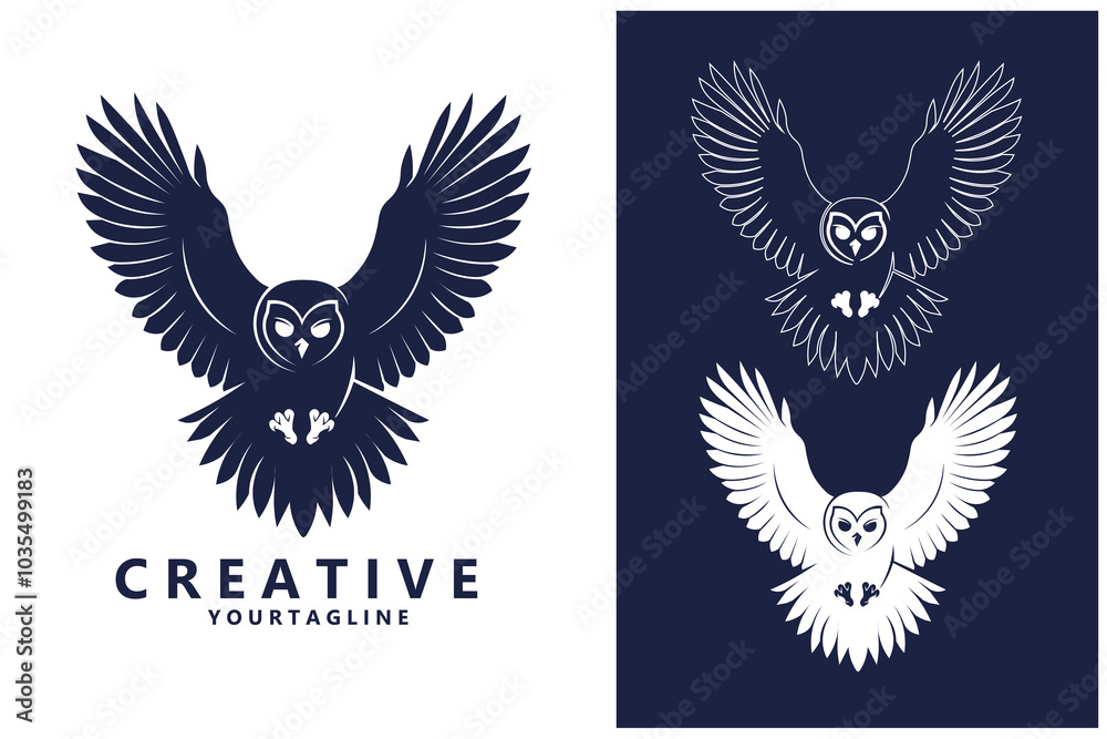 Obraz premium Flying Owl Logo Design Vector Illustration