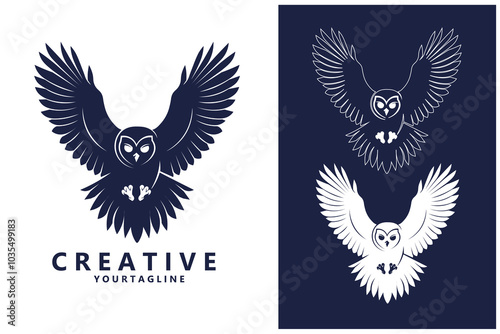 Flying Owl Logo Design Vector Illustration